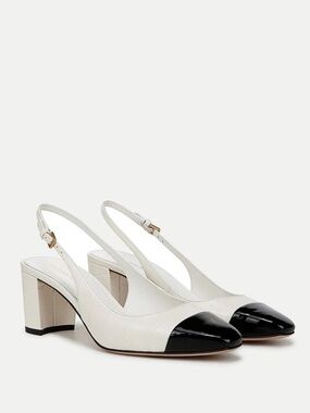 New Veronica Beard Cecile Croc Embossed Cap Toe Slingback Pump Sz 9